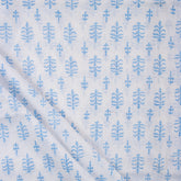 Hand Block Print Blue Booti Fabric By The Yard