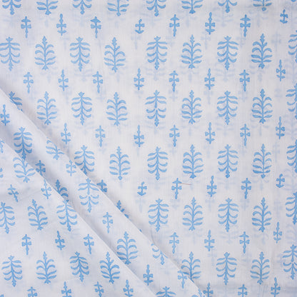 Hand Block Print Blue Booti Fabric By The Yard
