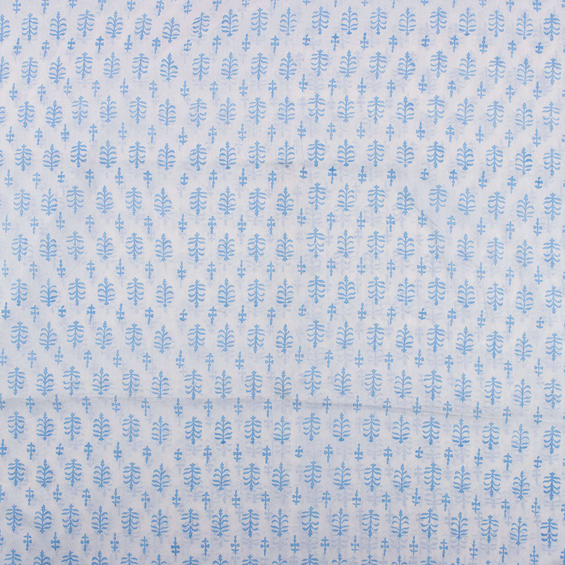 Hand Block Print Blue Booti Fabric By The Yard
