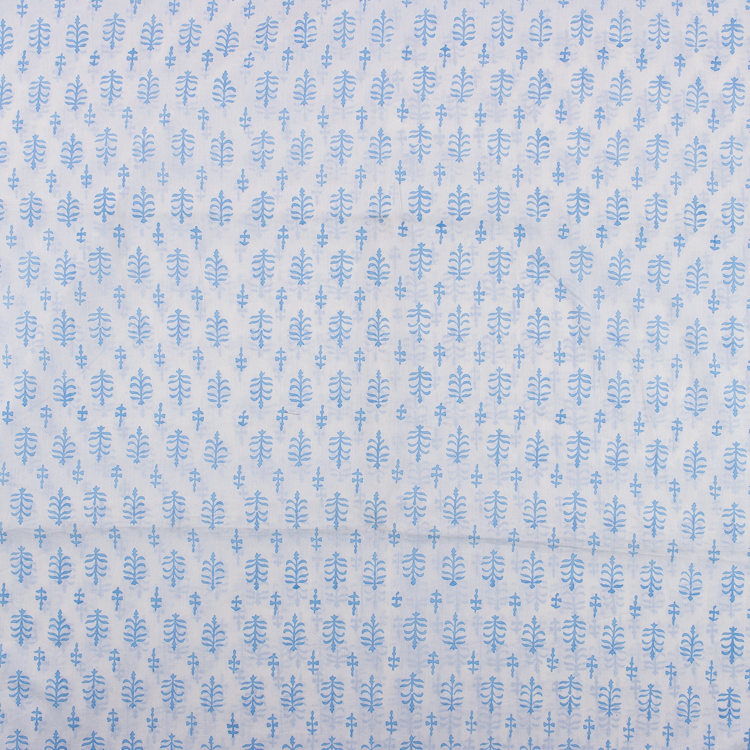 Hand Block Print Blue Booti Fabric By The Yard