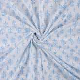 Hand Block Print Blue Booti Fabric By The Yard
