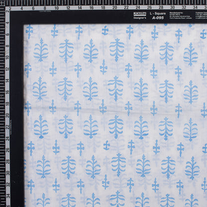 Hand Block Print Blue Booti Fabric By The Yard