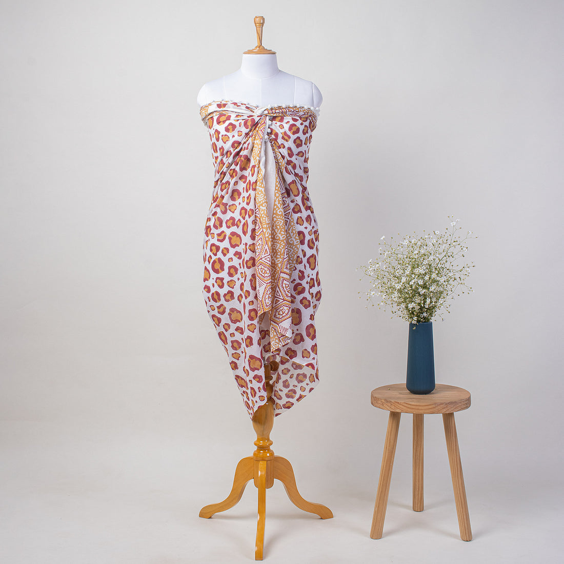 Hand Block Print Cotton Beach Sarong Wrap For Women