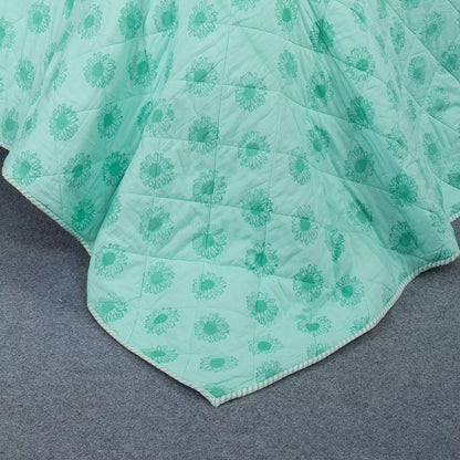Hand Block Print Cotton Floral Pink Booti Machine Quilt