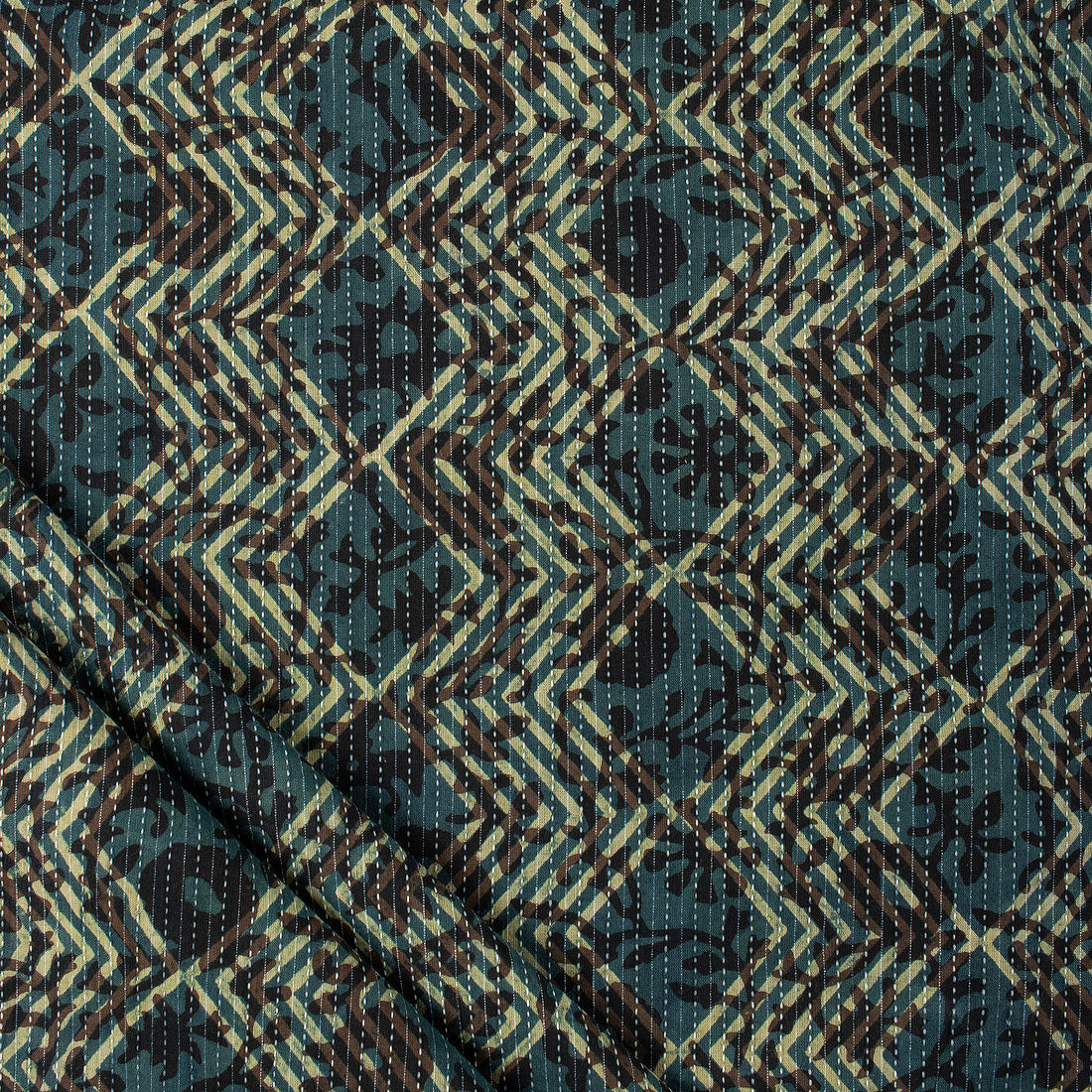 Hand Block Print Organic Cotton Dabu Kantha Fabric