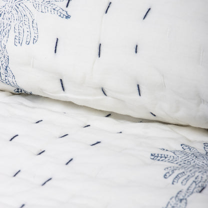 Hand Block Print Reversible Kantha Quilt Blanket