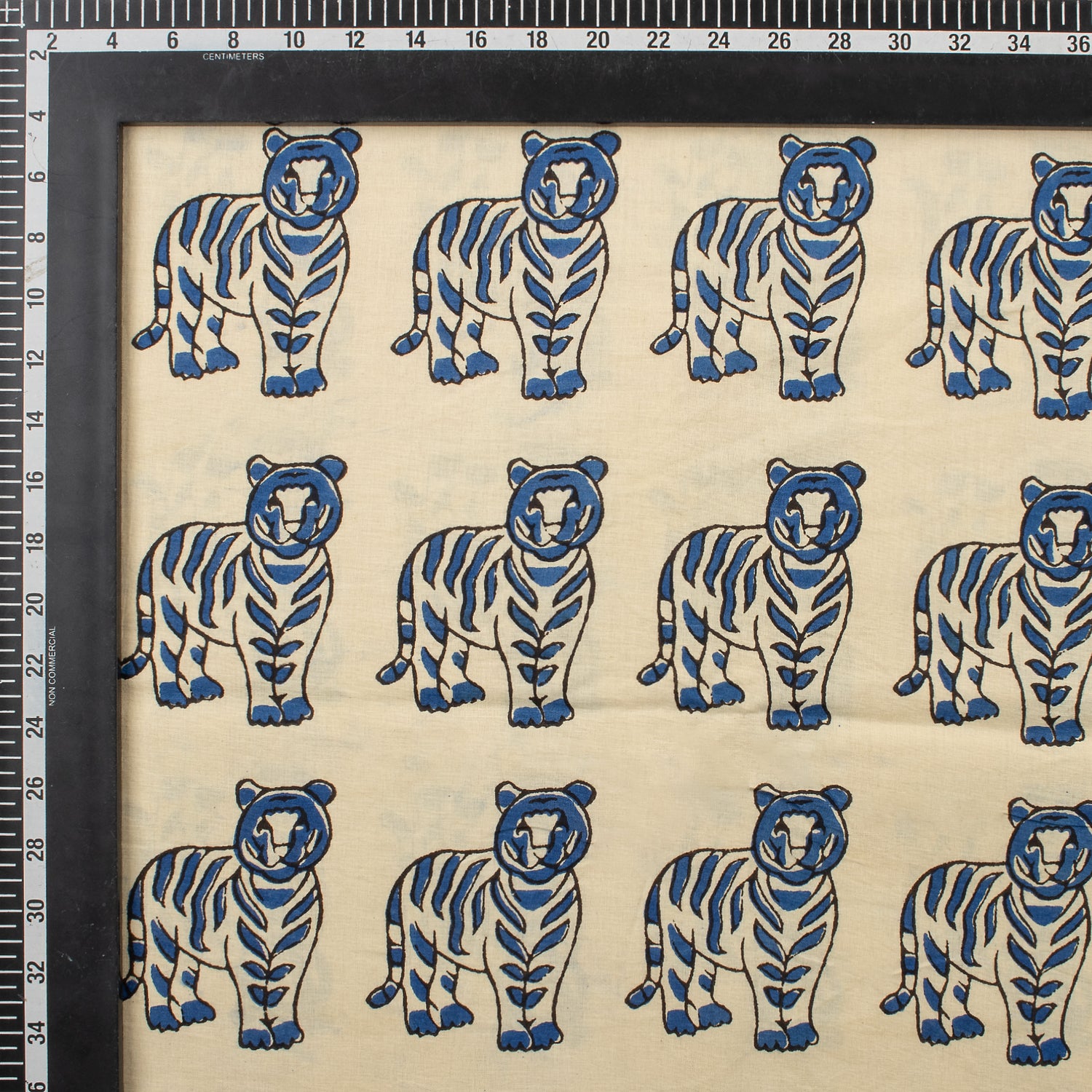 Hand Block Printed Animal Cotton Bagru Fabric For Dress