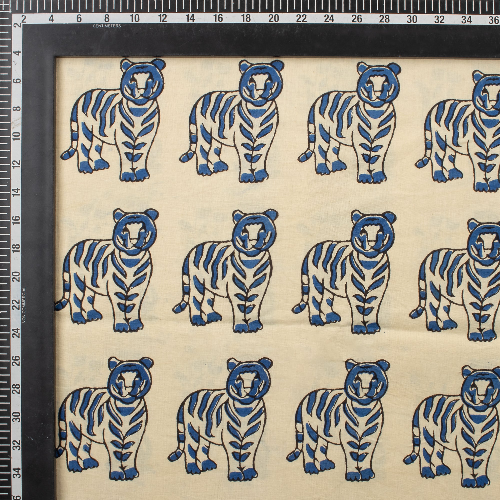 Hand Block Printed Animal Cotton Bagru Fabric For Dress