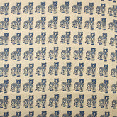 Hand Block Printed Animal Cotton Bagru Fabric For Dress
