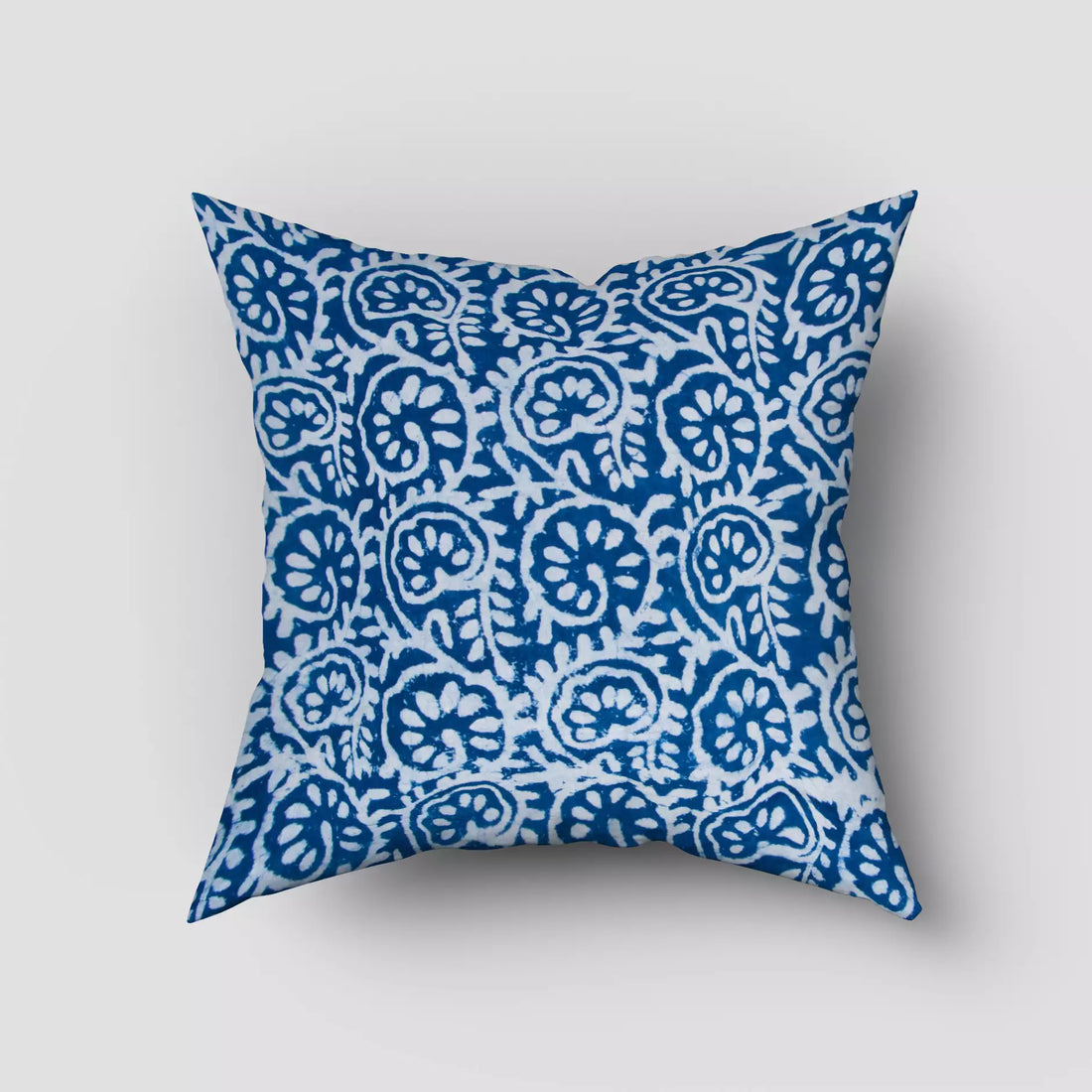 Hand Block Printed Blue Cushion Cover for Sofa