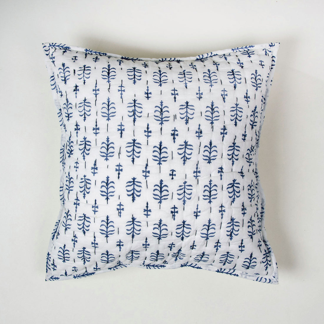 Hand Block Printed Bootin Hand Stitched Cotton Cushion Cover
