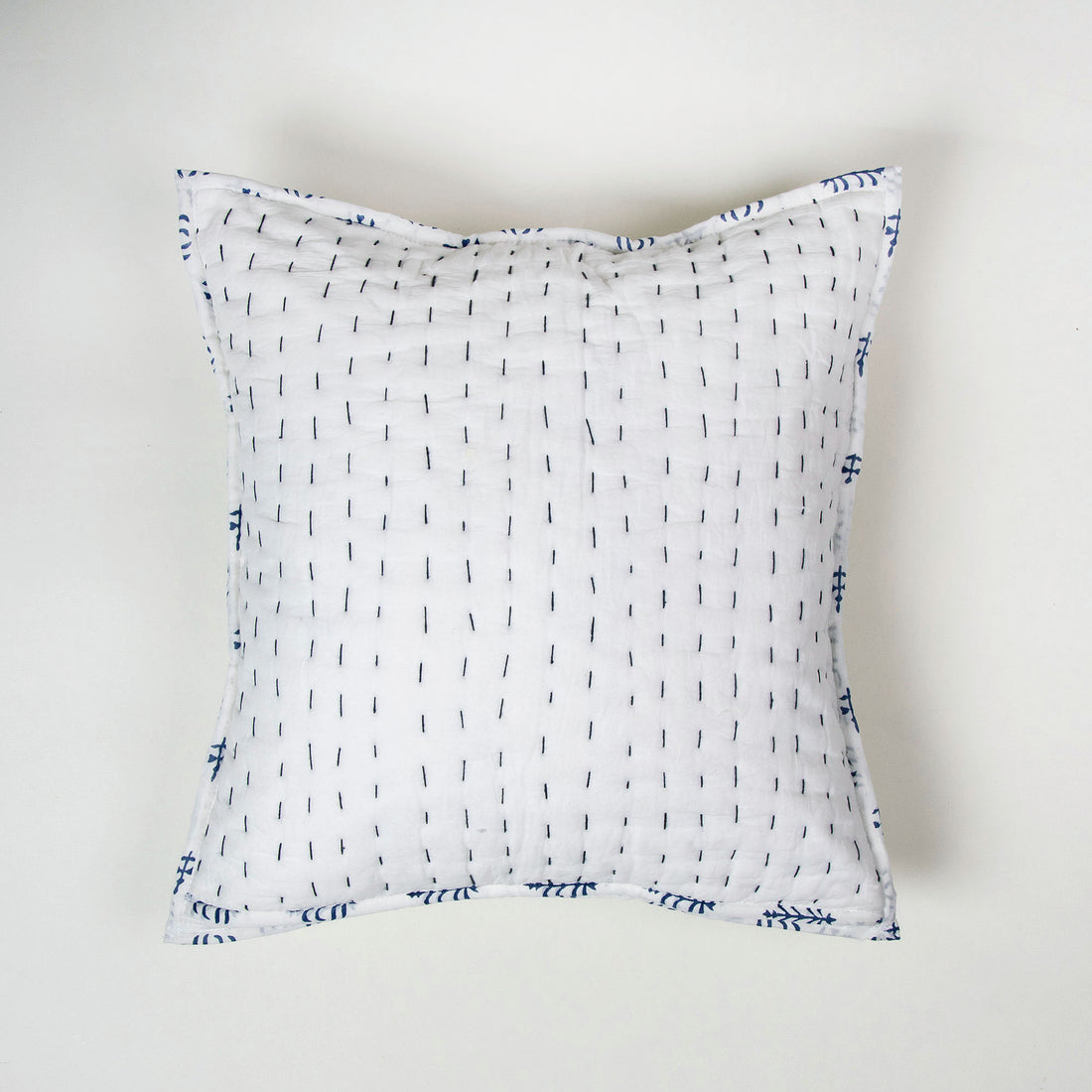 Hand Block Printed Bootin Hand Stitched Cotton Cushion Cover