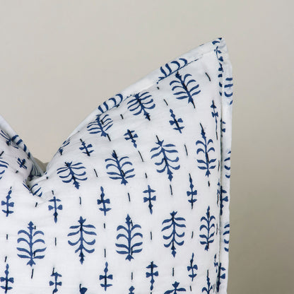 Hand Block Printed Bootin Hand Stitched Cotton Cushion Cover