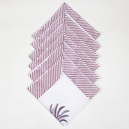 Hand Block Printed Border Dinner Napkin For Party