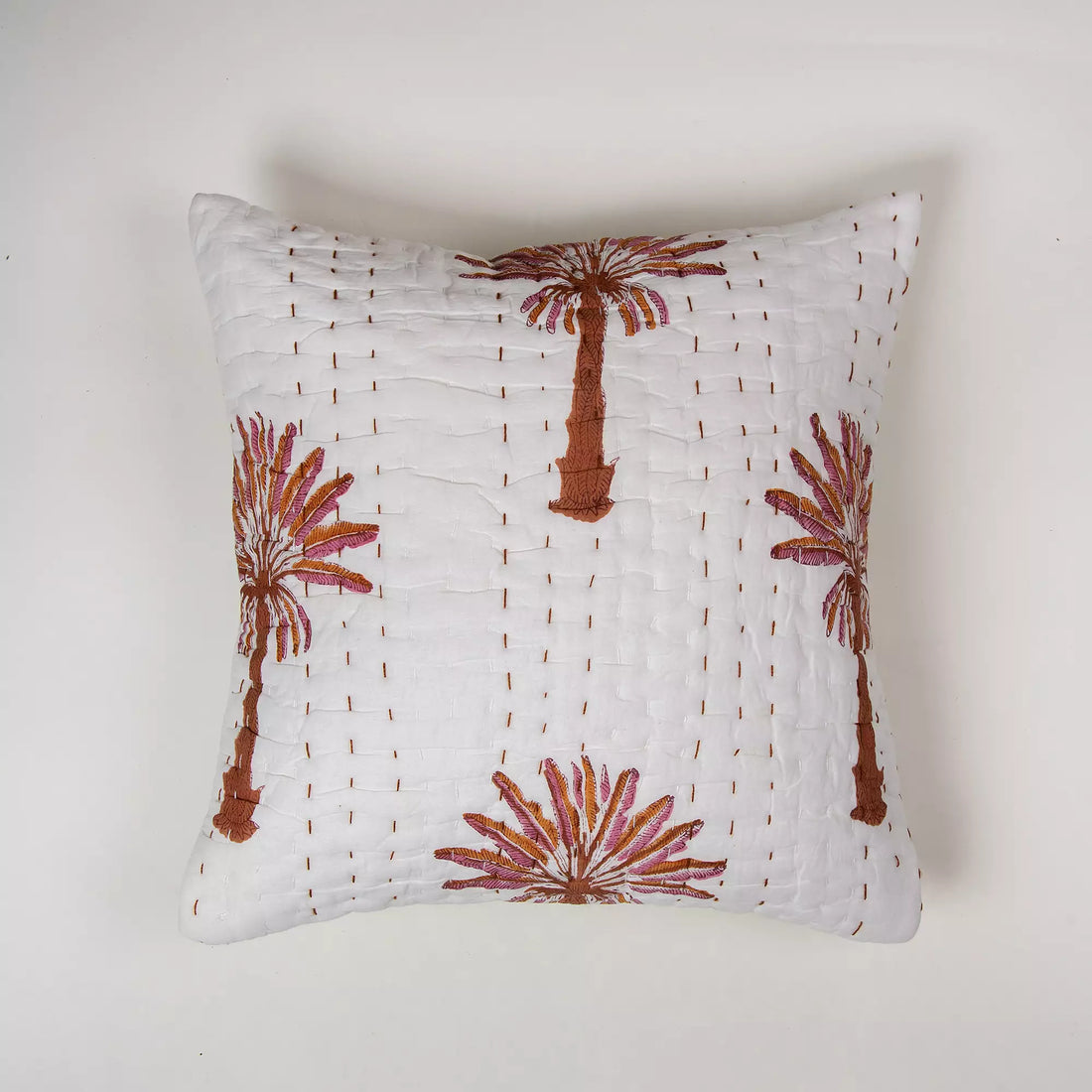 Hand Block Printed Brown Kantha Couch Cushion covers