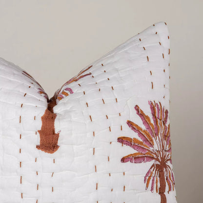 Hand Block Printed Brown Kantha Couch Cushion covers