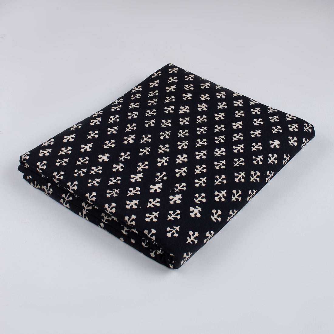 Hand Block Printed Cotton Black and White Fabric By the Yard