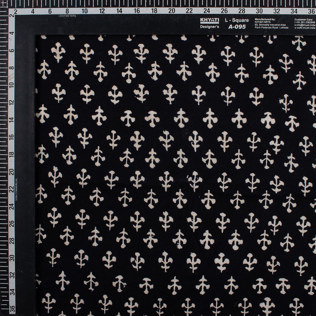 Hand Block Printed Cotton Black and White Fabric By the Yard