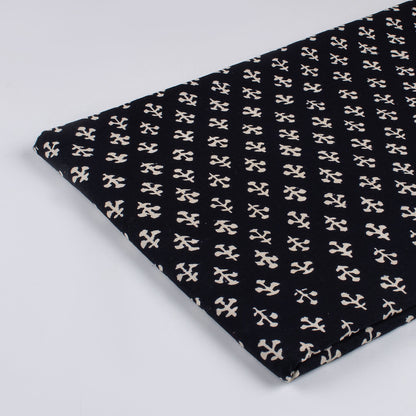 Hand Block Printed Cotton Black and White Fabric By the Yard