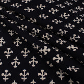Hand Block Printed Cotton Black and White Fabric By the Yard