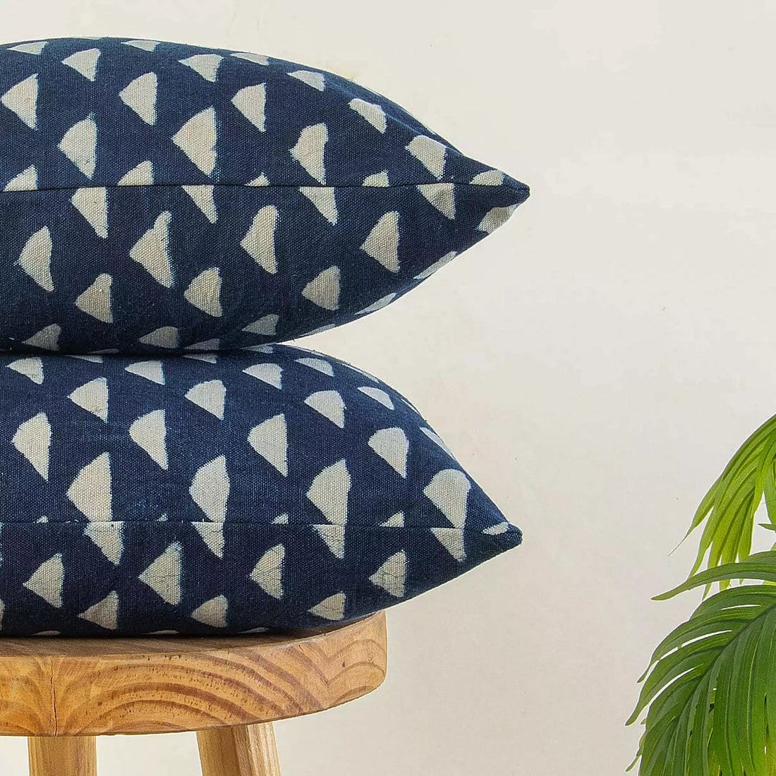 Hand Block Printed Cotton Canvas Cushion Cover for Chair