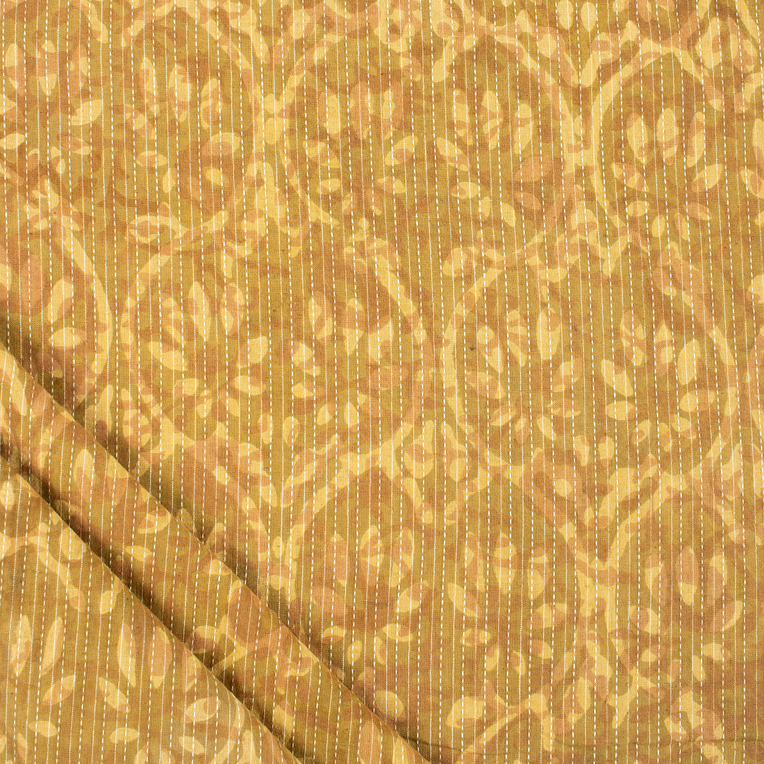 Hand Block Printed Cotton Dabu Kantha Fabric