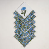 Hand Block Printed Cotton Floral Blue Table Napkin