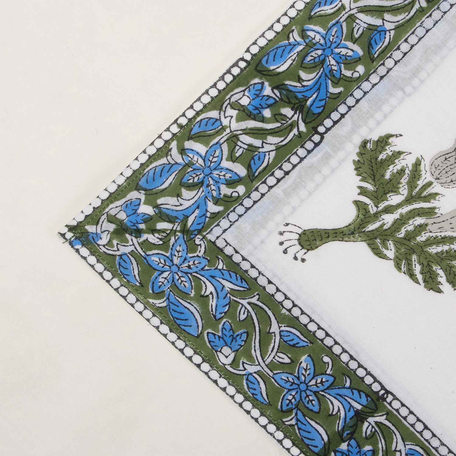 Hand Block Printed Cotton Floral Blue Table Napkin
