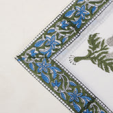 Hand Block Printed Cotton Floral Blue Table Napkin