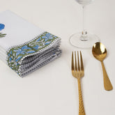 Hand Block Printed Cotton Floral Blue Table Napkin