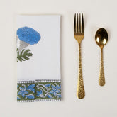 Hand Block Printed Cotton Floral Blue Table Napkin
