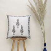 Hand Block Printed Cotton Green Leaf Cushion Cover