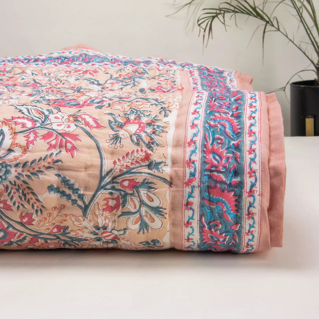 Hand Block Printed Cotton Jaipuri Razai For AC Room, Winter