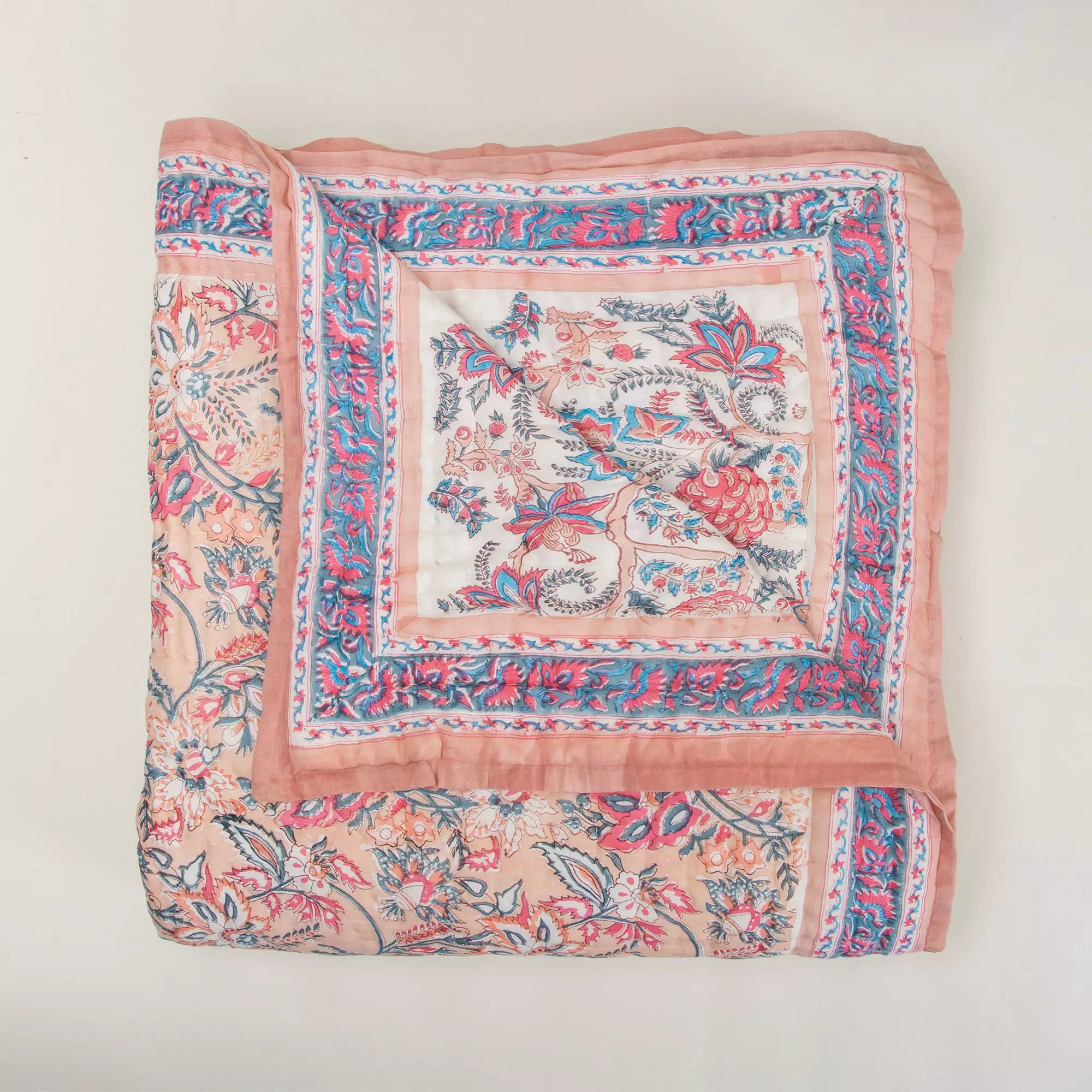 Hand Block Printed Cotton Jaipuri Razai For AC Room, Winter