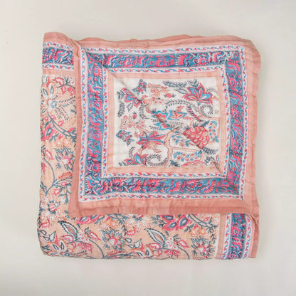 Hand Block Printed Cotton Jaipuri Razai For AC Room, Winter