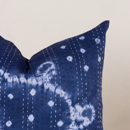 Hand Block Printed Cotton Kantha Cushion Cover