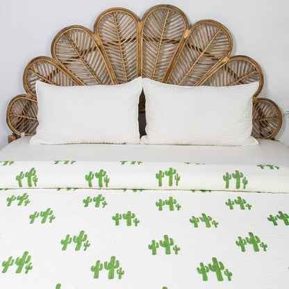 Hand Block Printed Cotton Machine Quilt with Pillow Cover