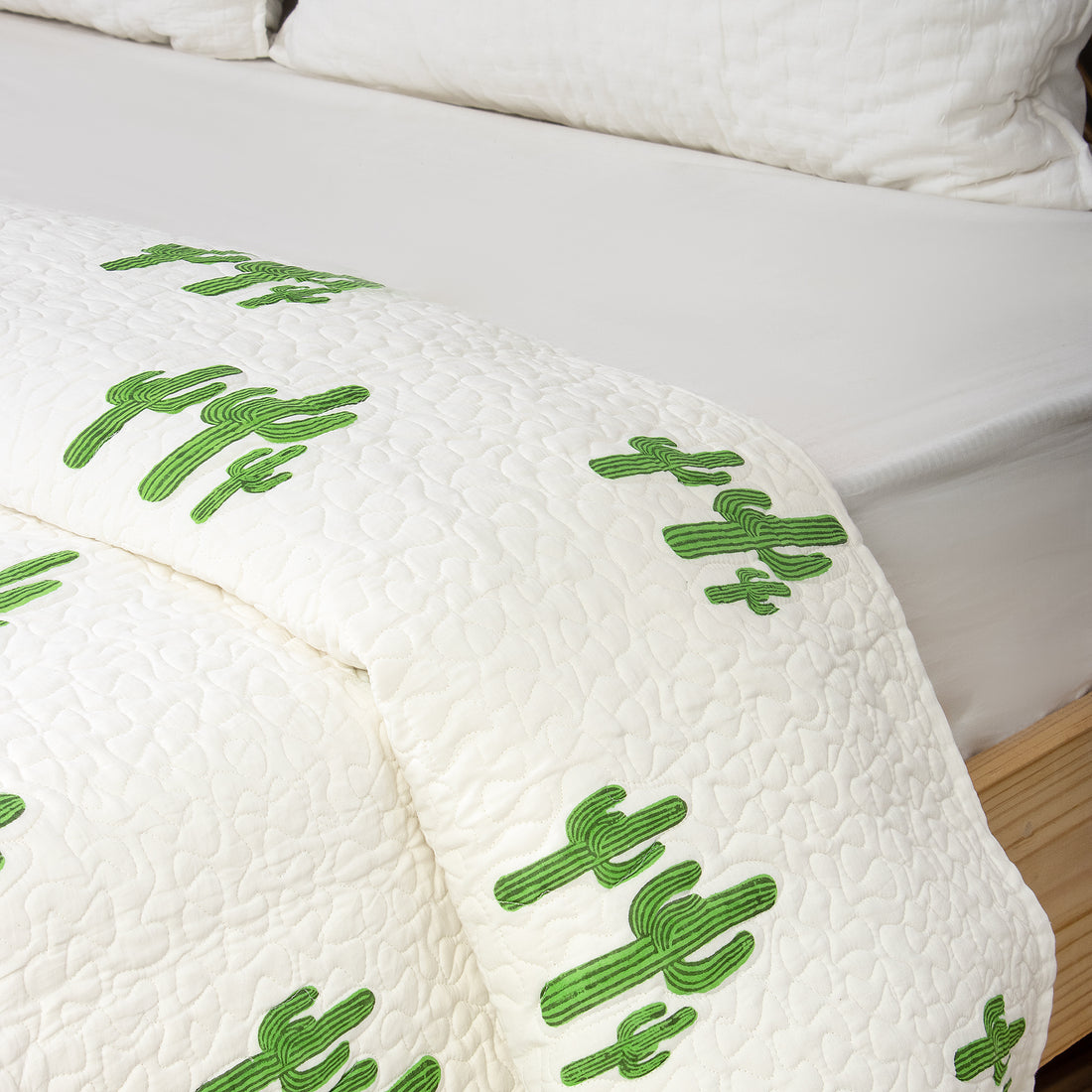 Hand Block Printed Cotton Machine Quilt with Pillow Cover