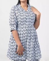 Hand Block Printed Cotton Shirt with Short and Pajama Cord Set