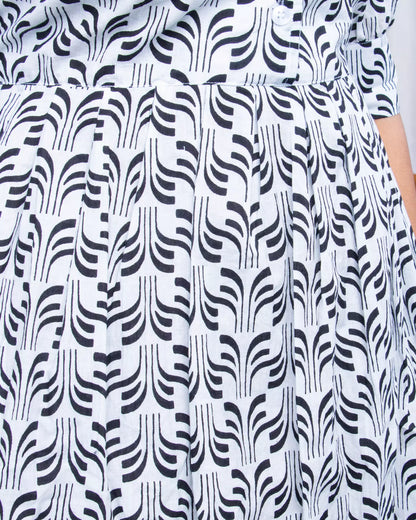 Hand Block Printed Cotton Shirt with Short and Pajama Cord Set