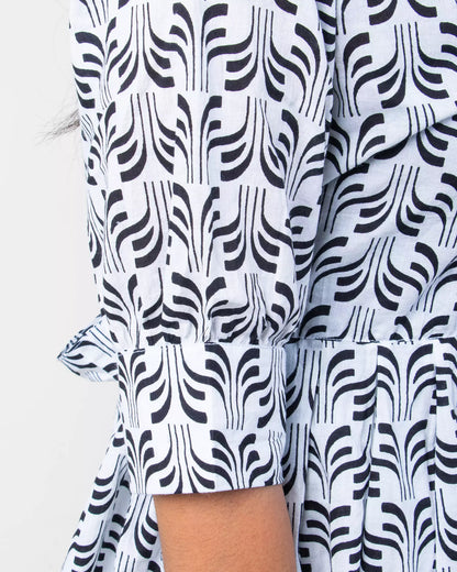 Hand Block Printed Cotton Shirt with Short and Pajama Cord Set