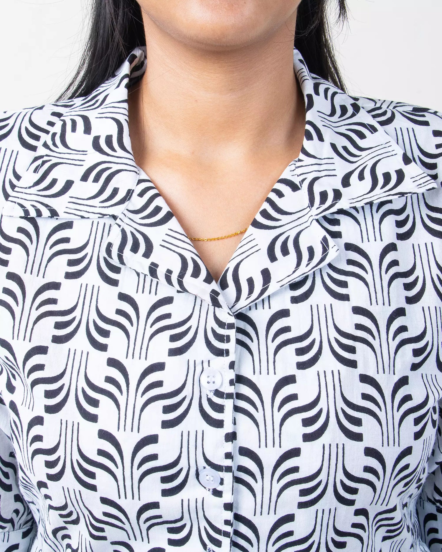 Hand Block Printed Cotton Shirt with Short and Pajama Cord Set