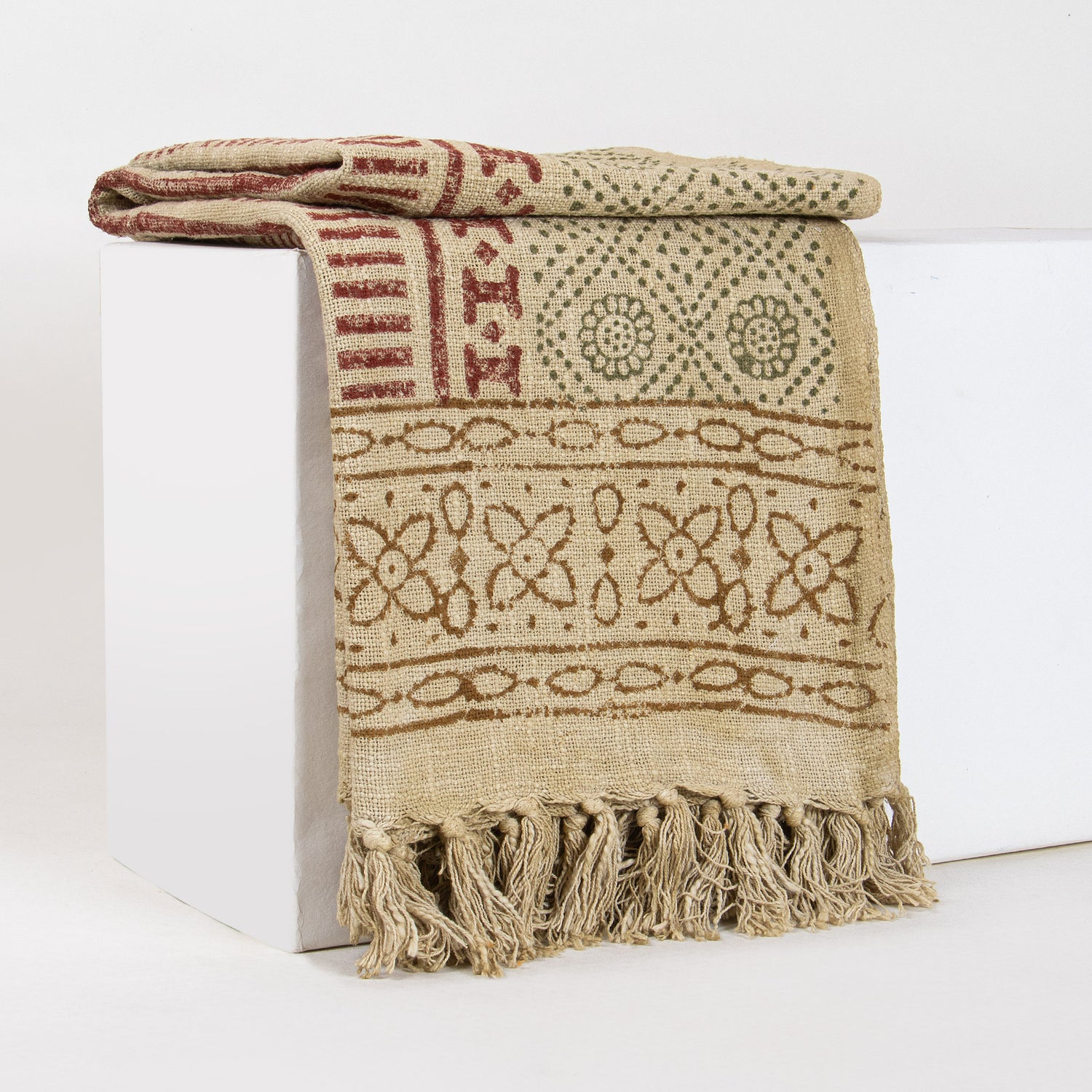 Hand Block Printed Cotton Sofa Throw Blanket