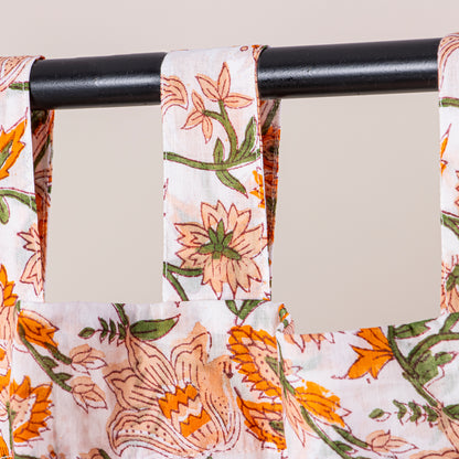 Hand Block Printed Floral Indian Cotton Curtains