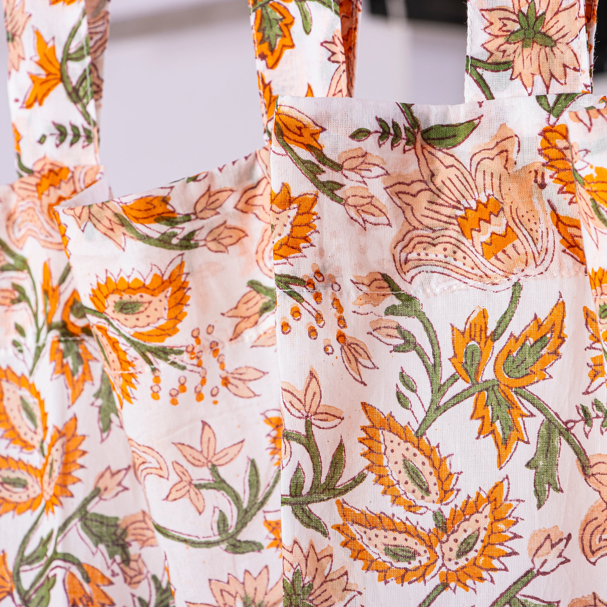 Hand Block Printed Floral Indian Cotton Curtains