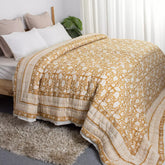 Hand Block Printed Floral Reversible Jaipuri Razai for Winter