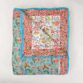 Hand Block Printed Green Floral Jaipuri Reversible Quiltdddddddddddddddddddd