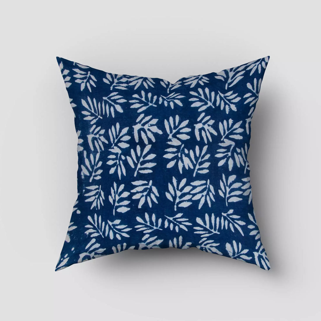 Hand Block Printed Indigo Cotton Cushion Cover