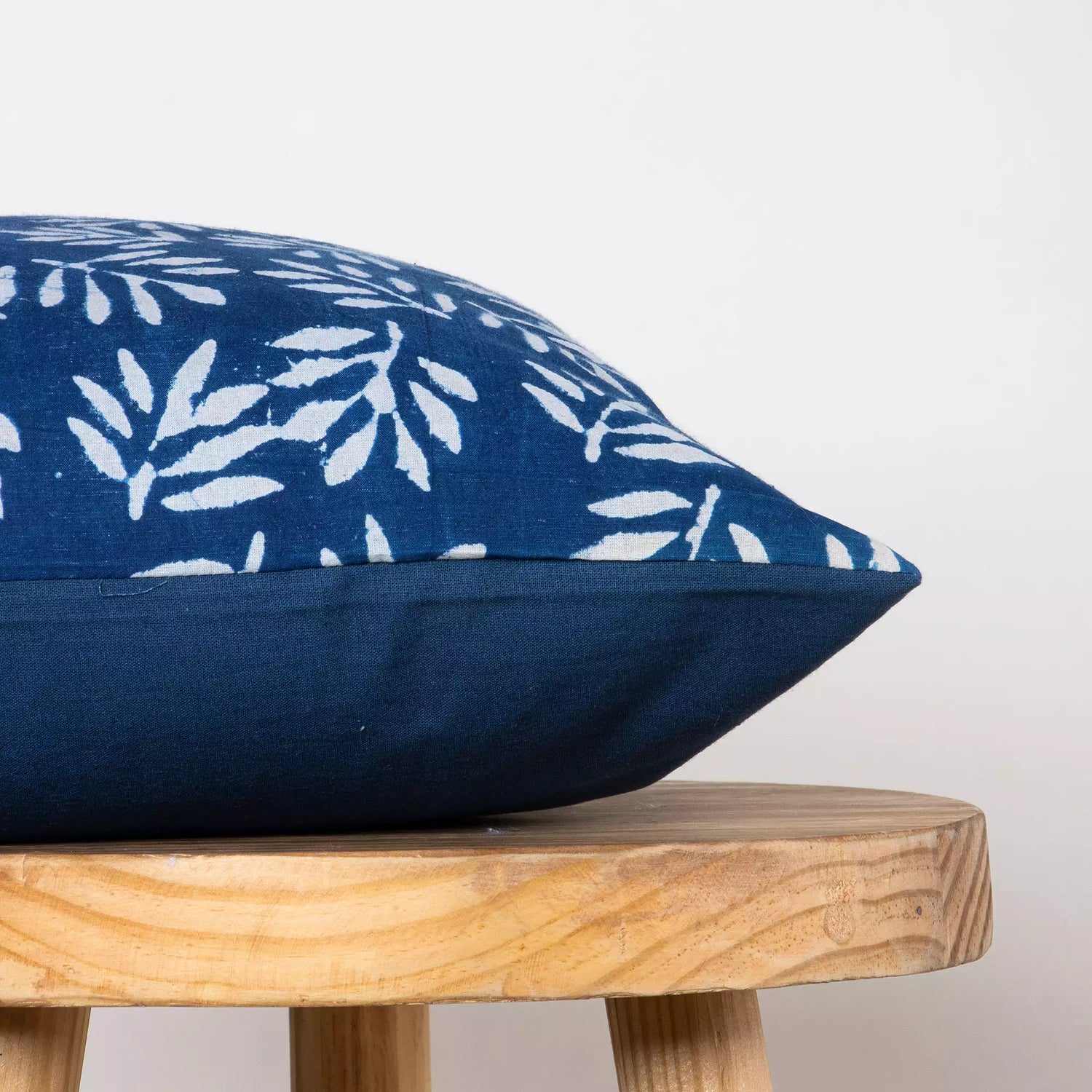 Hand Block Printed Indigo Cotton Cushion Cover