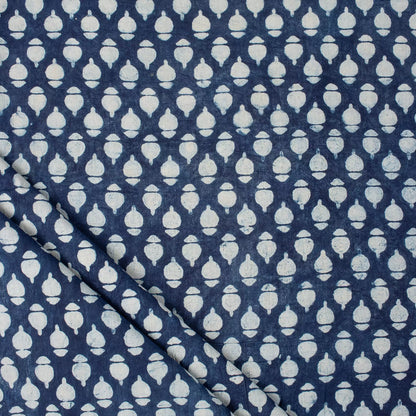 Hand Block Printed Indigo Cotton Fabric
